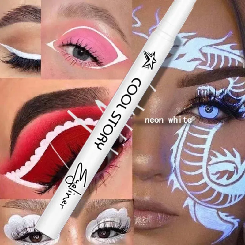Stylo Gel Eyeliner Fluorescent UV 12 couleurs, imperméable, séchage rapide, Eyeliner coloré néon, blanc, bleu, violet, maquillage pour les yeux, fête musicale — image 3