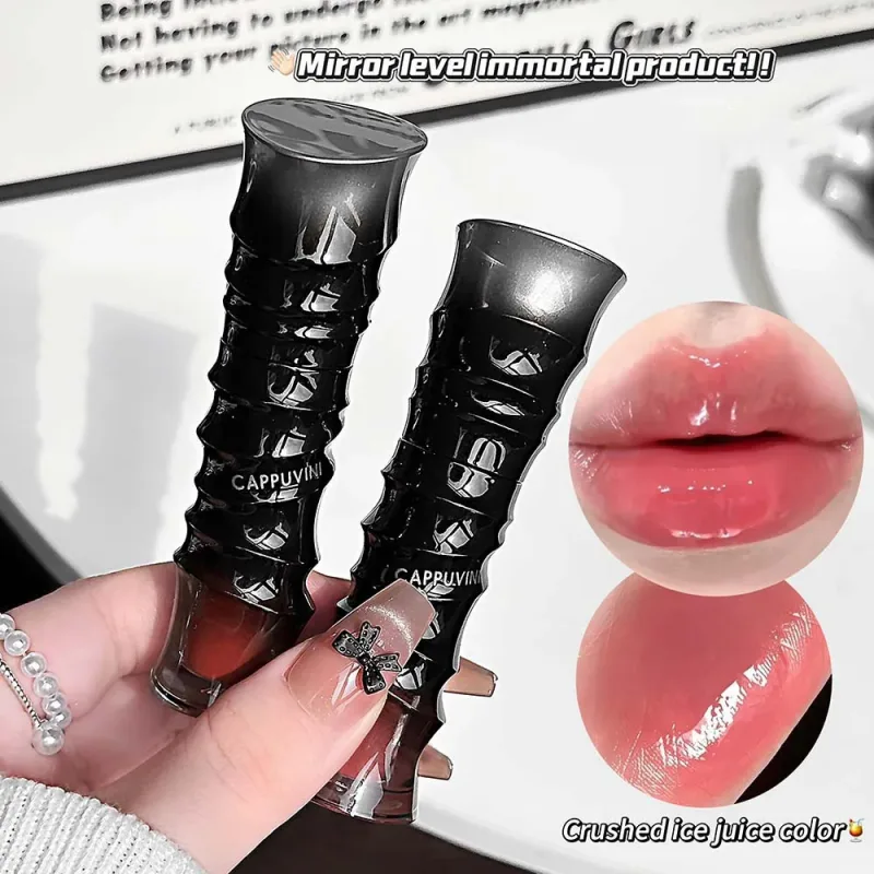 Crystal Punk Red-Brown Glossy Lip Stain Mirror Lip Glaze Sheer Nude Glitter Lip Tint Watery Shine Plumping Makeup Cosmetics — image 5