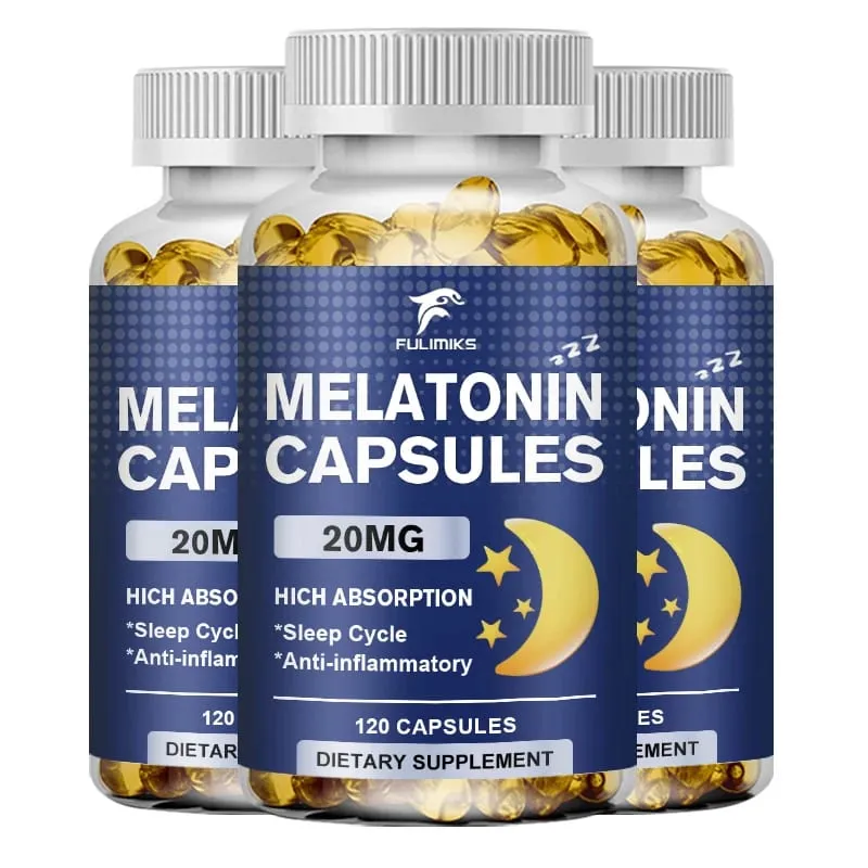 Melatonin 20mg Sleep Dietary Supplement 120 Strawberry Flavored Capsules Contains Melatonin - Healthy Sleep