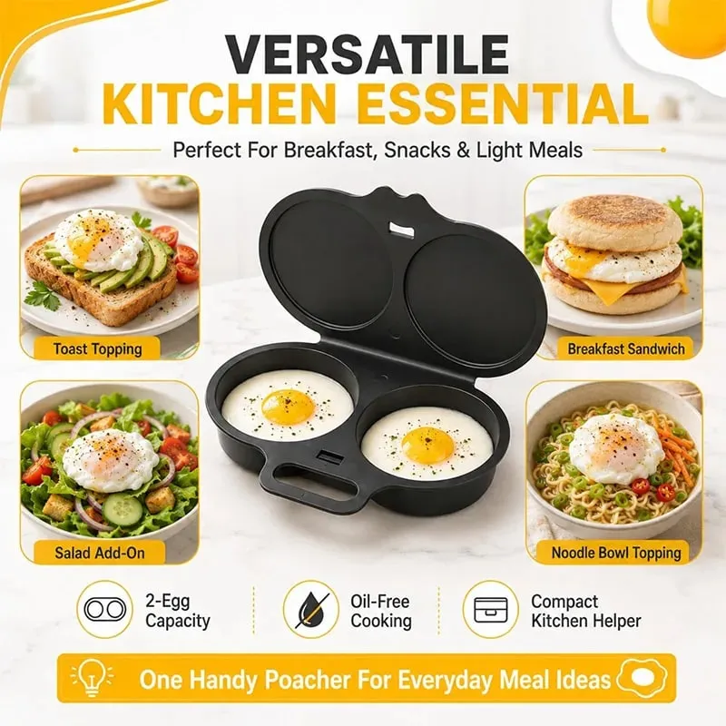 Dual Cavity Microwave Steamer Egg Cooker Food-grade Plastic Fryer Egg Steamer Mold Kitchen Accessories Kitchen Utensils — image 5