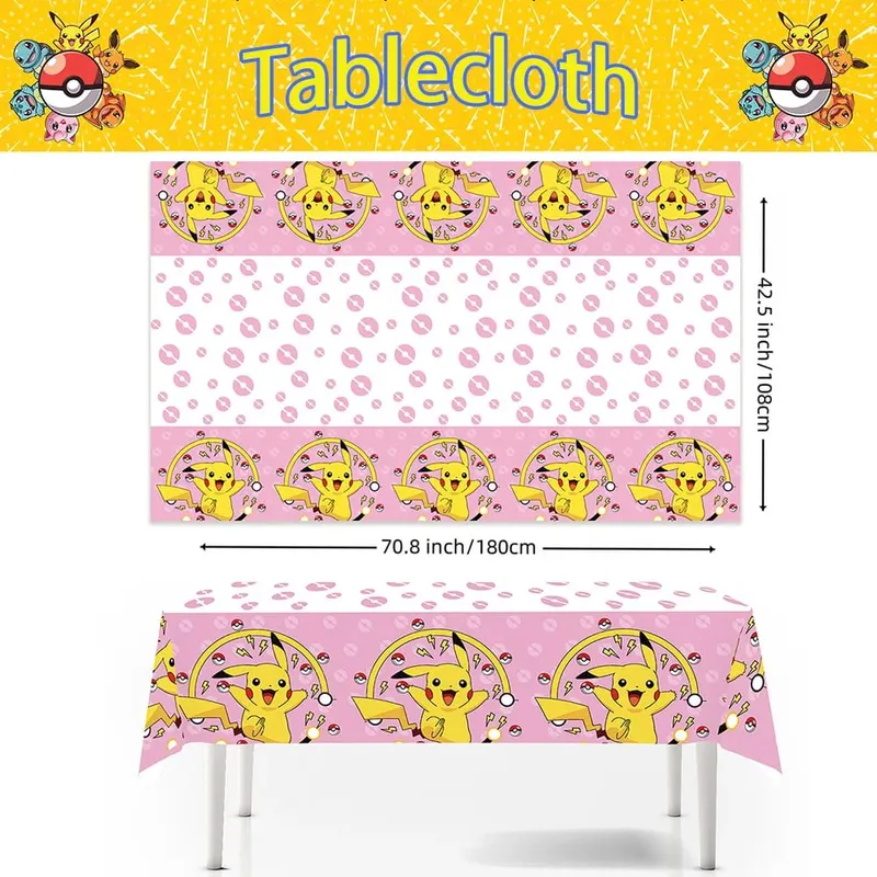 1/10 sztuk Pokemon obrus dekoracje urodzinowe jednorazowy obrus Pikachu obrus prezenty urodzinowe dla dzieci artykuły dla niemowląt — image 2