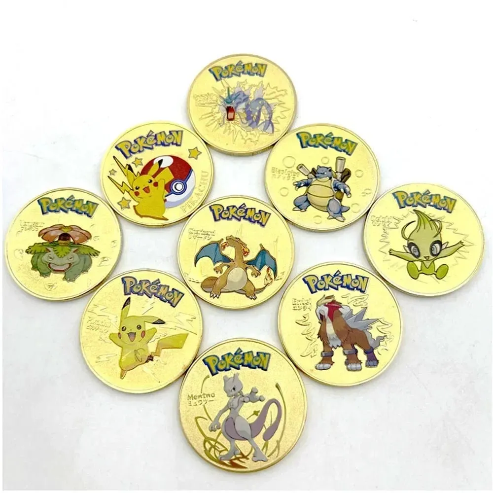 Pokemon złote monety Pikachu Anime pamiątkowa moneta Charizard złota okrągła metalowa moneta zabawki — image 2