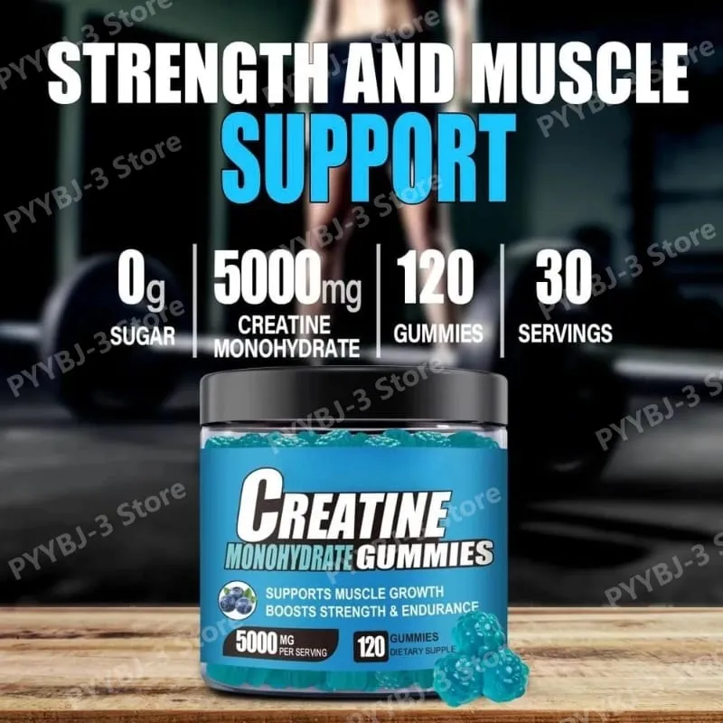 Gummy s kreatinem monohydrátem a vitamínem B12 Síla pro růst svalů Předtréninkový doplněk pro fitness zdraví 120ks — image 4