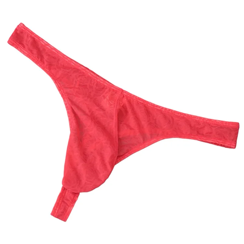 Lelaki Lace Jacquard G-string Seluar Dalam Tinggi Meregangkan Kantung Besar Thong Seluar Dalam Gay Seksi Erotik Seluar Dalam T-belakang