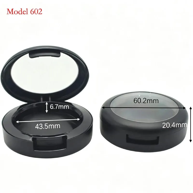 Preço do lote para cor preta forma redonda embalagem de maquiagem de plástico vazio compacto caso pó blush recipiente — image 8