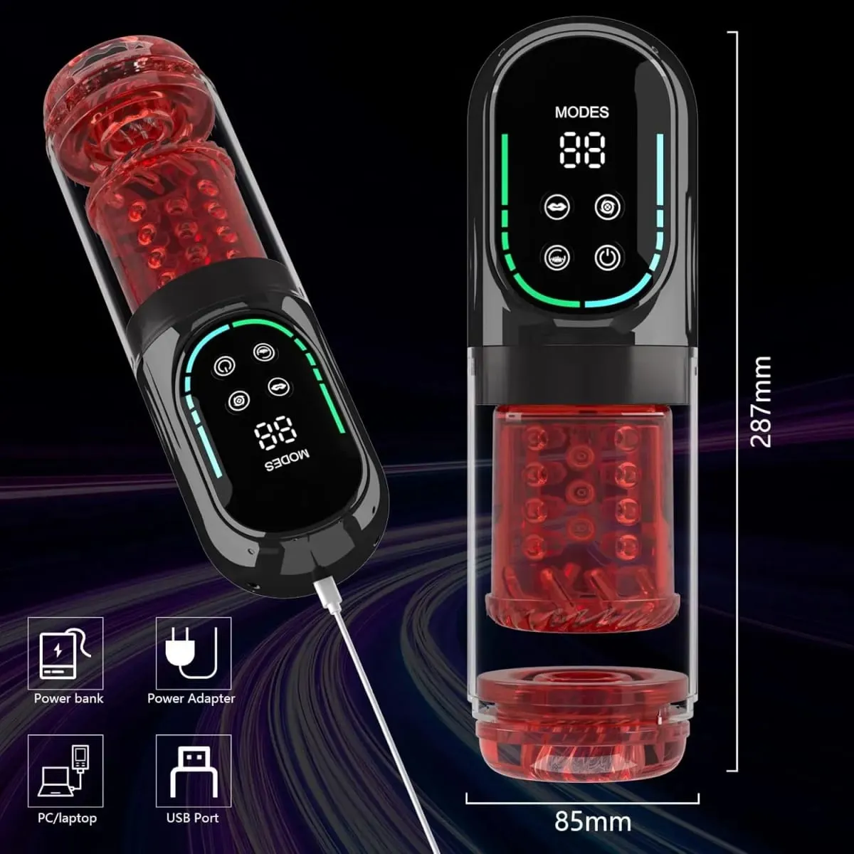Kawalan Apl Wayarles Stroker Lelaki - 8 Mod Simulasi Jilat Lisan Fungsi Teras Kuat USB Saiz Kompak Mini Boleh Dicas Semula — image 4