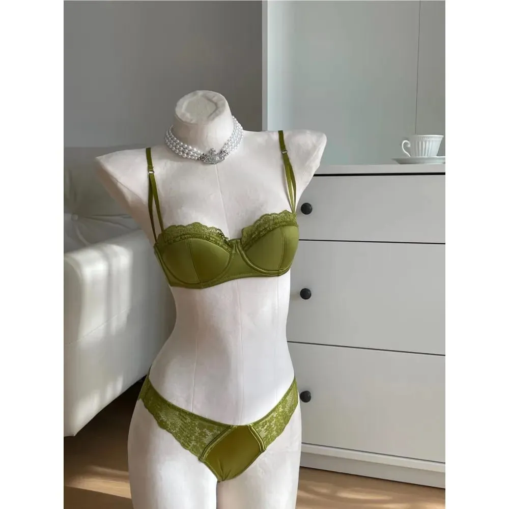 السيدات الفرنسية نصف كوب الملابس الداخلية مجموعة لينة Underwire رفع رقيقة حزام الصيف رقيقة وخفيفة الوزن الملابس الداخلية الصدرية 32-38AB — image 4