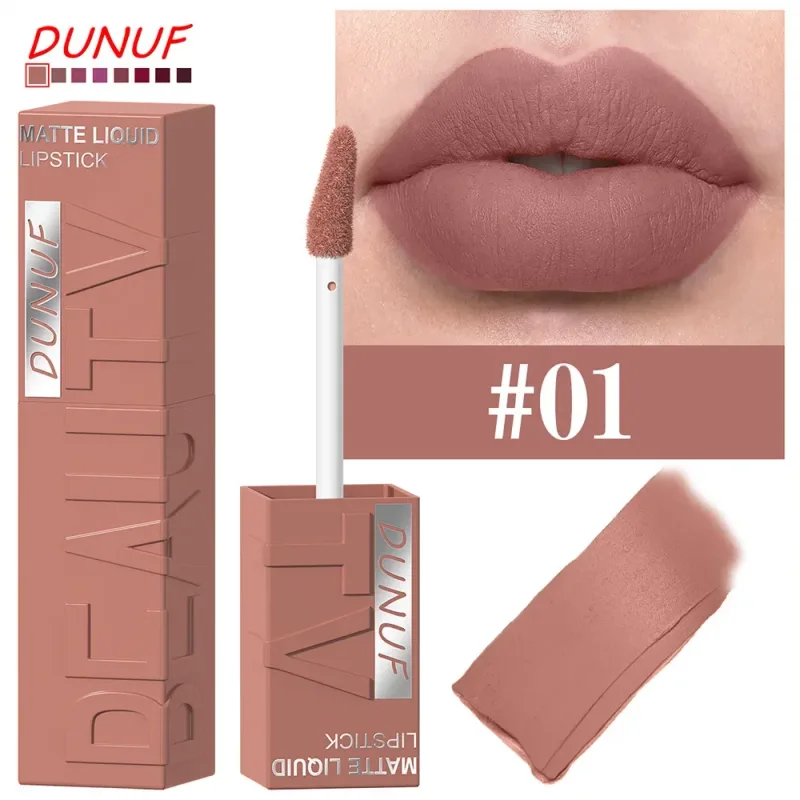 Batom labial fosco, 8 cores, suave, fácil de aplicar, tubo quadrado de brilho, veludo, à prova d'água, tridimensional, sexy, maquiagem de batom — image 8