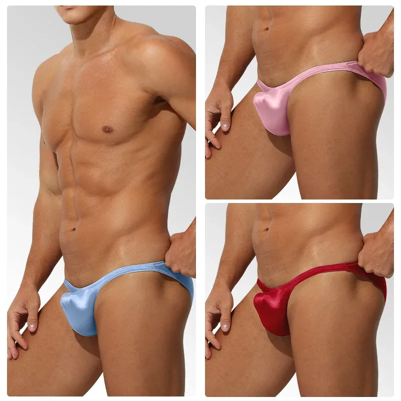 Låg midja is Silke Satin Herrunderkläder Tight Fit Sport StyleJJ Boosting Lyx Sensuell Trosor Ungdom Nylon Spandex — image 9