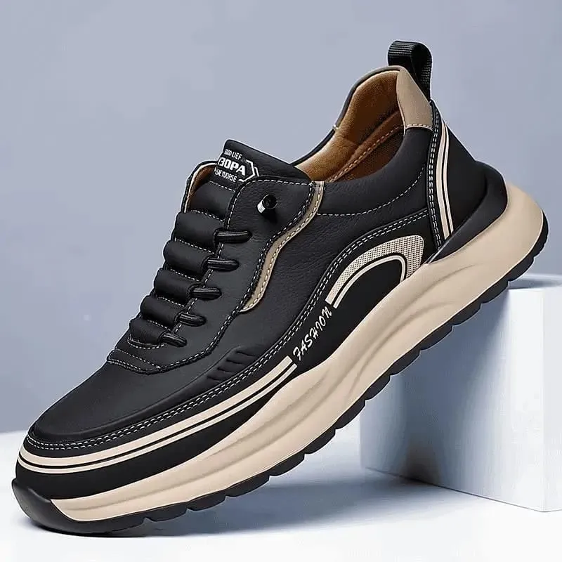 2026 Mens Leather Casual Shoes Slip On Comfortable Breathable Lightweight Non Slip Waterproof Loafers