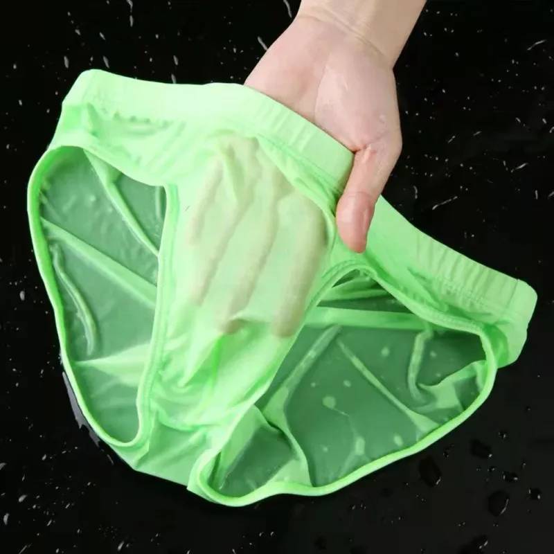 Slip Sexy en soie glacée transparente pour homme, sous-vêtement à séchage rapide, avec poche convexe en U, respirant, taille basse, rafraîchissant, pour l'été — image 5
