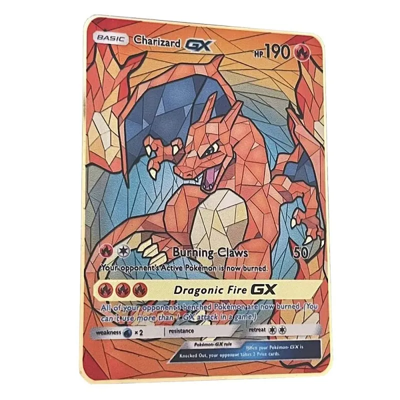 Fajna nowa metalowa karta Pokemon 10000 punktów Arceus Charizard Super karta angielski Mewtwo Lucario Greninja Lillie karty Anime — image 34
