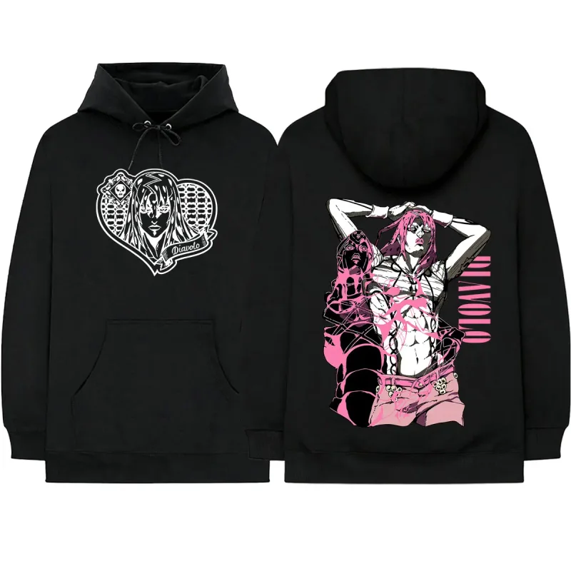Anime Jojo Bizarre Adventure King Crimson Diavolo Hoodies Men's Women Clothing Fashion Oversized Hooded Sweatshirts Pullovers — image 1