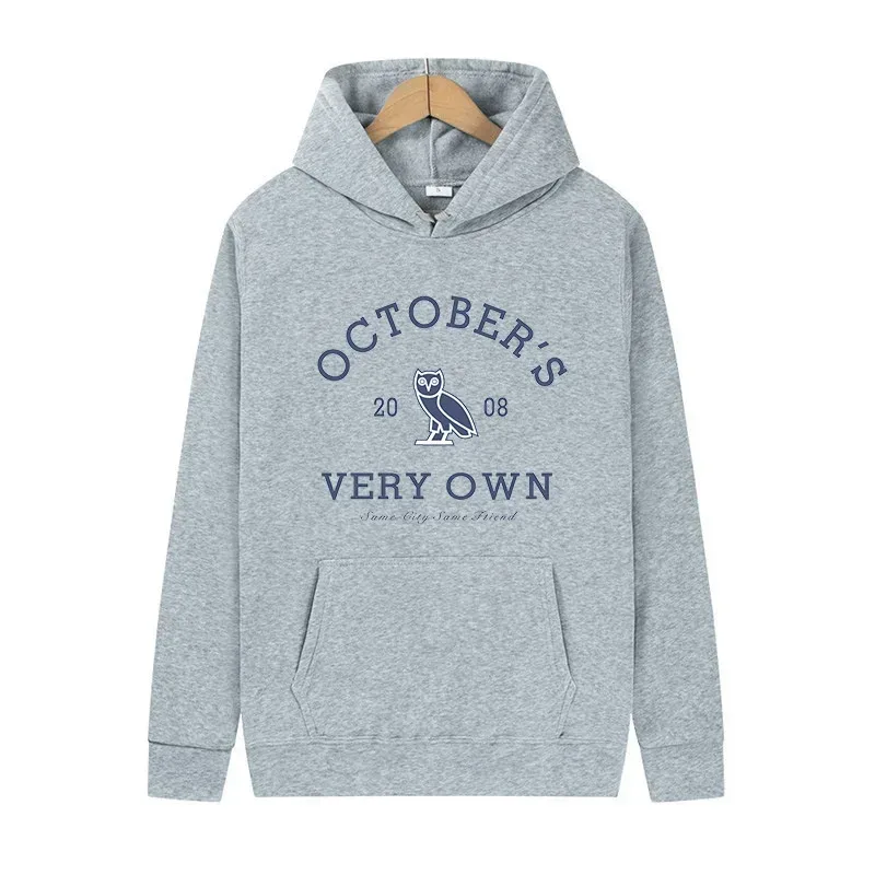 October's Very Own Owl Print Hoodie Unisex Men Women Casual Pullover Long Sleeve Streetwear Fleece Hooded Sweatshirt With Pocket
