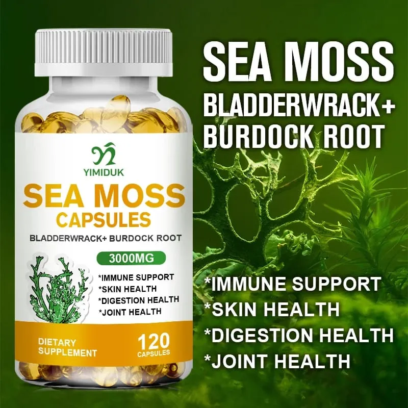 Buy 1 Get 1 Free! Organic Sea Moss Supplement for Thyroid & Skin Health Boosts Immunity Energy & Digestion GMP Certified