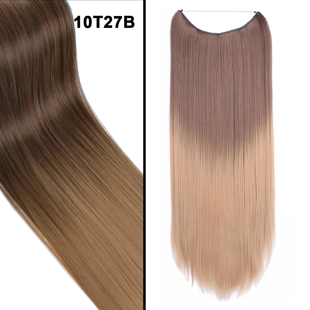 Jeedou Wavy Hair Extension Elasticity Invisible Wire Fish Line One Piece No Clips Synthetic Hairpieces Ombre Color For Ladies — image 23