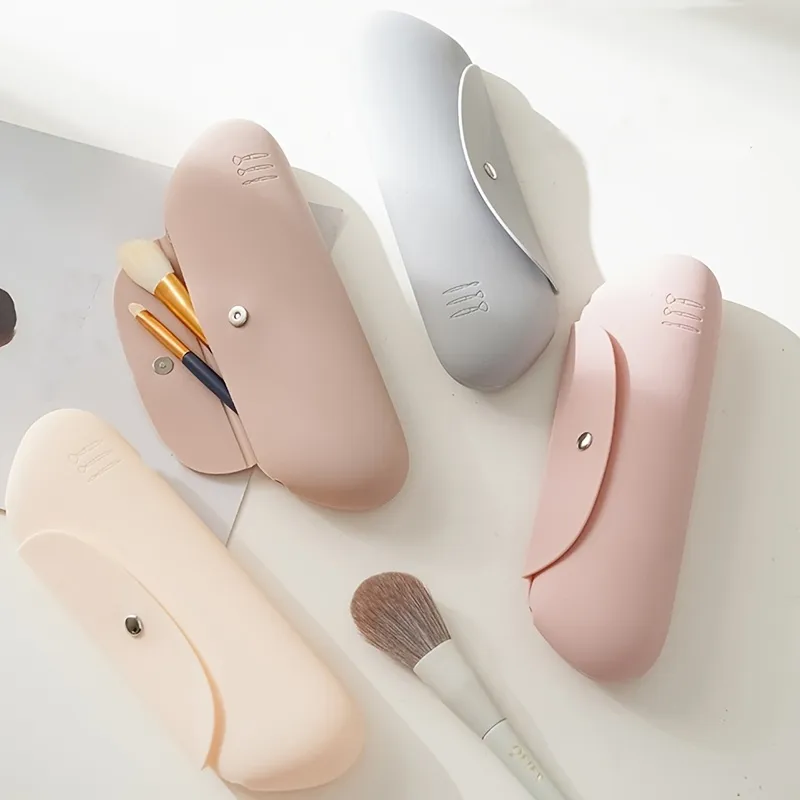 Suporte de pincel de maquiagem de viagem de silicone anti-queda portátil cosméticos rosto escovas titular macio e elegante ferramentas de maquiagem organizador — image 1