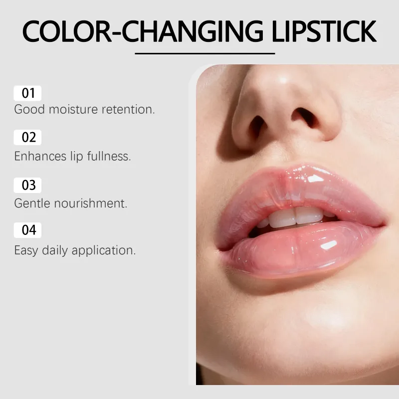 Gincu Berubah Warna Lutsinar Kalis Air Tahan Lama Pelembap Kristal Jeli Mutiara Membaiki Lip Balm Kosmetik