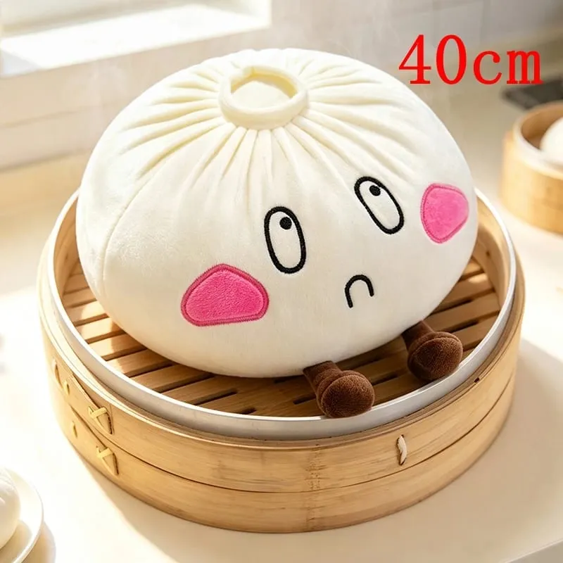 Kawaii Steamed Bun Plush Pillow Cartoon Baozi Stuffed Toy with Legs Soft Food Shape Cushion Funny Decor Birthday Gift for Girls