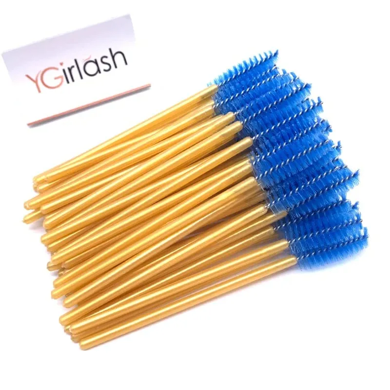 YGirlash 50 יחידות Lash Swans מוליך ריסים קריסטל ידית יהלום חד פעמית שרביטי מסקרה ניילון מברשת כלים קוסמטיים