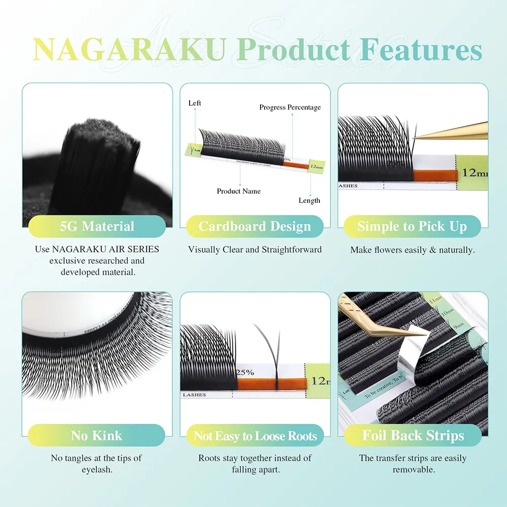 Volare YY Fox Eye Lashes Estensioni delle ciglia a forma di Y Morbidi naturali ventagli di volume preconfezionati Fascio di ciglia Trucco — image 5