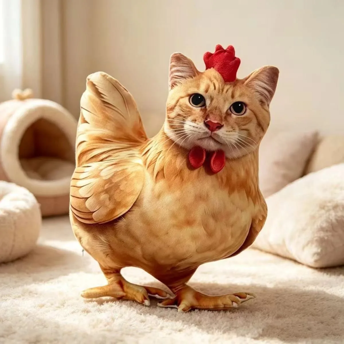 Chat poulet drôle nouveauté en peluche Animal en peluche canapé oreiller 3D coussin mignon chaton poupée chambre décor