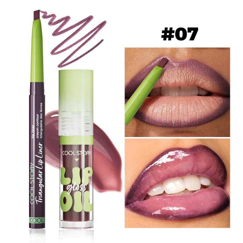 Juego de brillo de labios 2 uds., lápiz labial 2 en 1, Kit de maquillaje de contorno de labios suaves, delineador de labios mate para mujeres, Combo de aceite voluminizador, cosmético — image 13