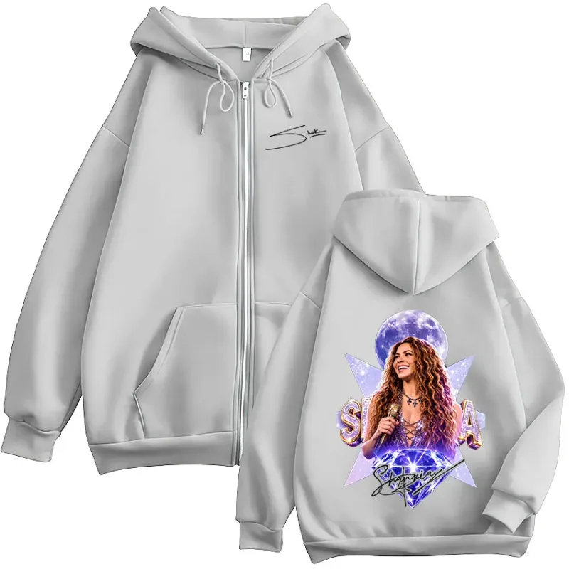 Singer Shakira Las Mujeres Ya No Lloran World Tour Zipper Hoodies Men Women Fashion Long Sleeve Zip Up Hooded Sweatshirts Jacket