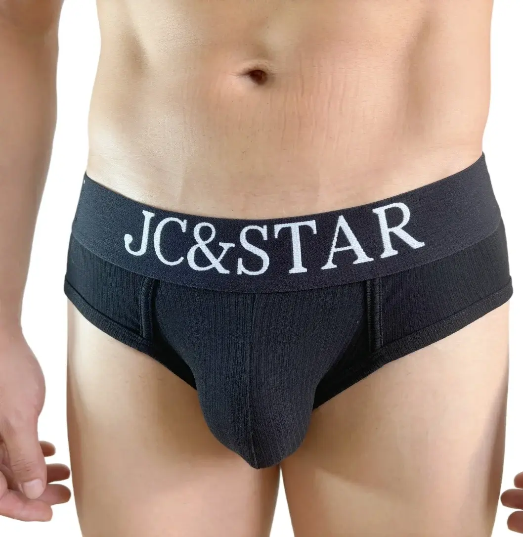 Slip intimo da uomo sexy dal design atletico dal taglio alto Mutande da uomo in cotone a costine Comfort sportivo Slip bikini da uomo Slip tanga — image 5