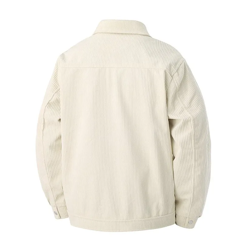 Men Classic Lapel Corduroy Jacket Metal Snap Button Large Patch Pockets Retro Vintage Casual Workwear Streetwear Male Outer Coat — image 6