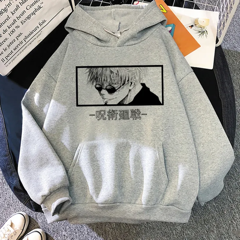 Anime Jujutsu Kaisen Manga Gojo Satoru Graphic Hoodies Vintage Oversized Hooded Long Sleeves Cotton Hoodie Men Women Clothes