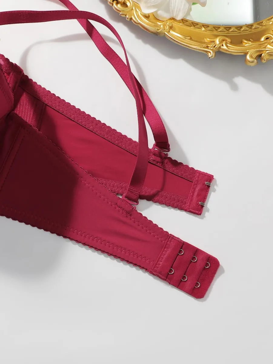 2 Pek Set Bra Empuk Berdawai Bertali Wanita Bra T-Shirt Tekan Ke Atas Pejal dengan Seluar Dalam Padanan Seksi & Selesa Pakaian Dalam Setiap Hari — image 5