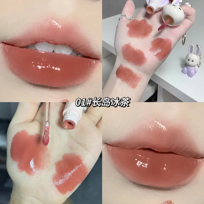 Cute Rabbit Mirror Lip Glaze Keychain Lipstick Waterproof Lip Gloss Long Lasting Non-stick Cup Women Lip Glaze Cosmetic 6 Colors — image 10