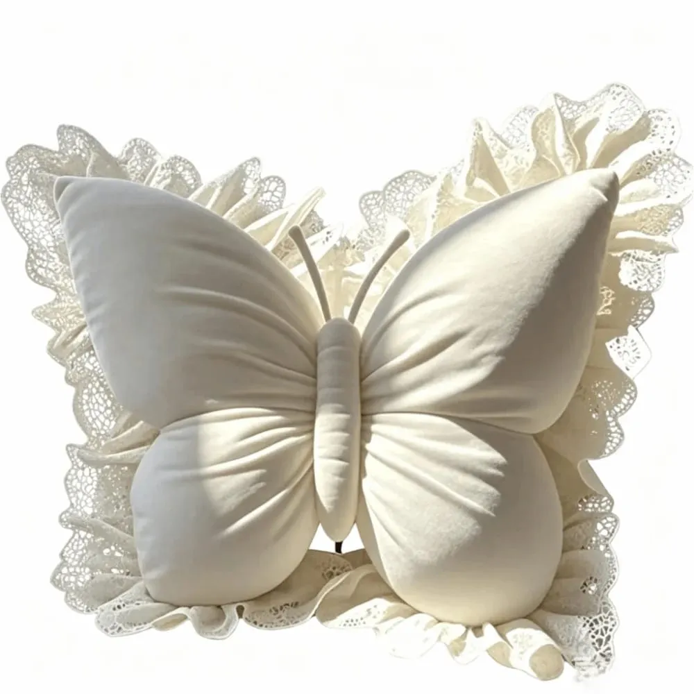 Elegant Velvet Butterfly Pillow Soft Lace Trim Bow Cushion Cute Bow Throw Pillow Gifts — image 11