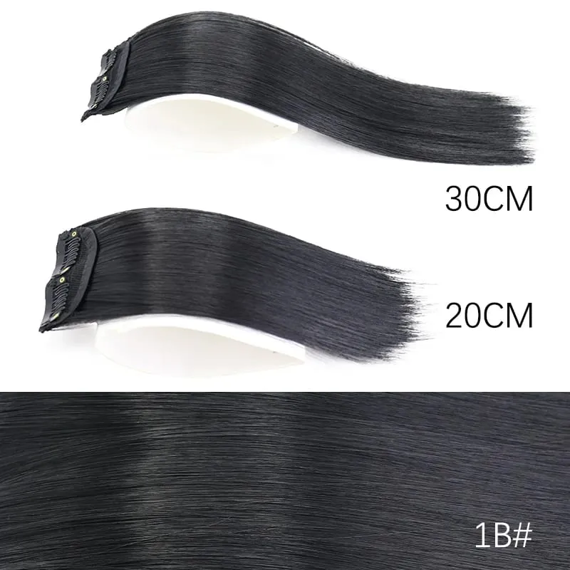 Extension de cheveux synthétiques lisses invisibles à Clip, 20/30cm, une pièce, couverture supérieure et latérale, postiche moelleuse pour femmes