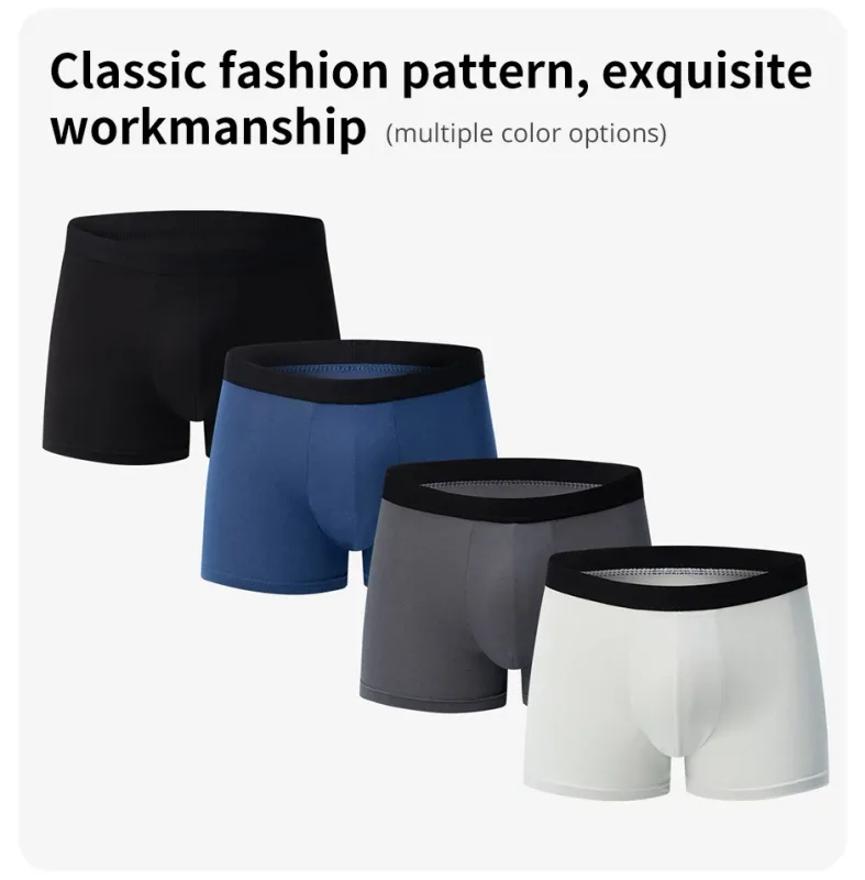 4 Pack Europe And America Size Men'S Solid Color Sexy Boxer Underwear Antibacterial Breathable Plus Size Men'S Shorts Underwear — image 3