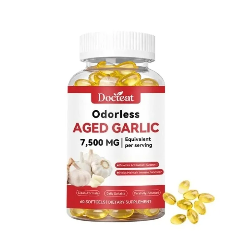 Extrato de alho envelhecido inodoro 7500 mg 60 cápsulas gelatinosas Ajo Envejecido suplemento antioxidante e suporte imunológico cápsulas gelatinosas diárias de alho