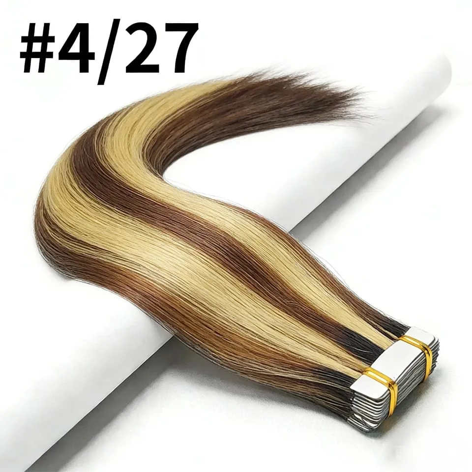 Straight Tape In Hair Extensions 100% Real Remy Human Hair Skin Weft Salon Quality For Woman 50G Tape Ins Human Hair Extension