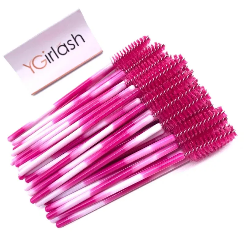 YGirlash 50 יחידות Lash Swans מוליך ריסים קריסטל ידית יהלום חד פעמית שרביטי מסקרה ניילון מברשת כלים קוסמטיים