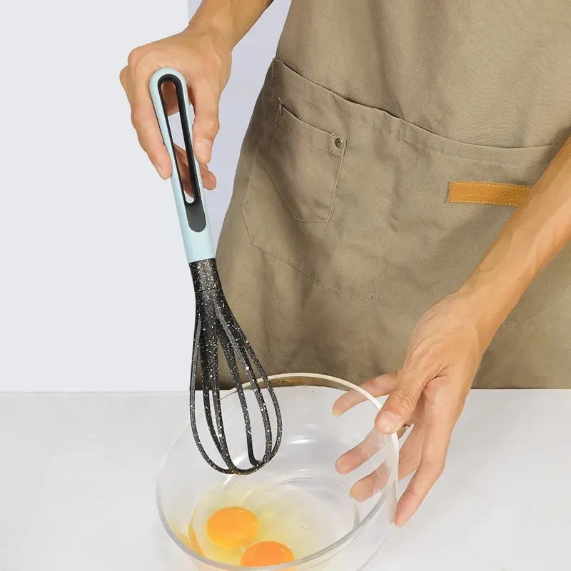 Plastic Dual Use Rotary Egg Beater Foldable Manual Whisk 2 in 1 Multifunctional Kitchen Tool for Beating Eggs and Kneading Dough — image 1