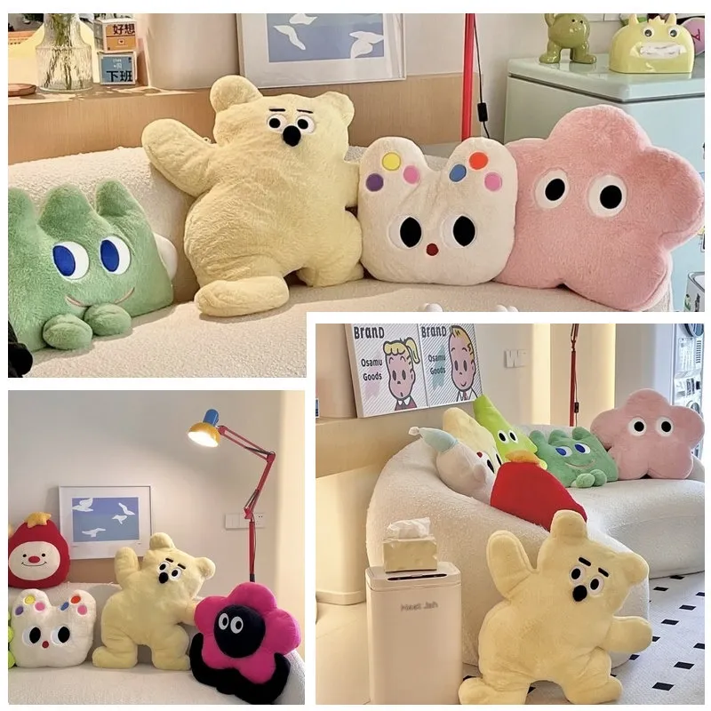 Celebridade feminino flor travesseiro sofá decoração kawaii gato urso almofada animais de pelúcia arco-íris floral aro coelho brinquedo de pelúcia natal — image 2