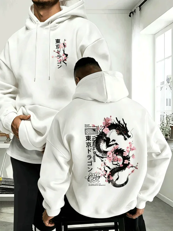 Japanese Tokyo Sword Cherry Blossom Printing Men'S Hoody Autumn Loose Hoodies Casual Fleece Sportswear Comfortable Pullovers