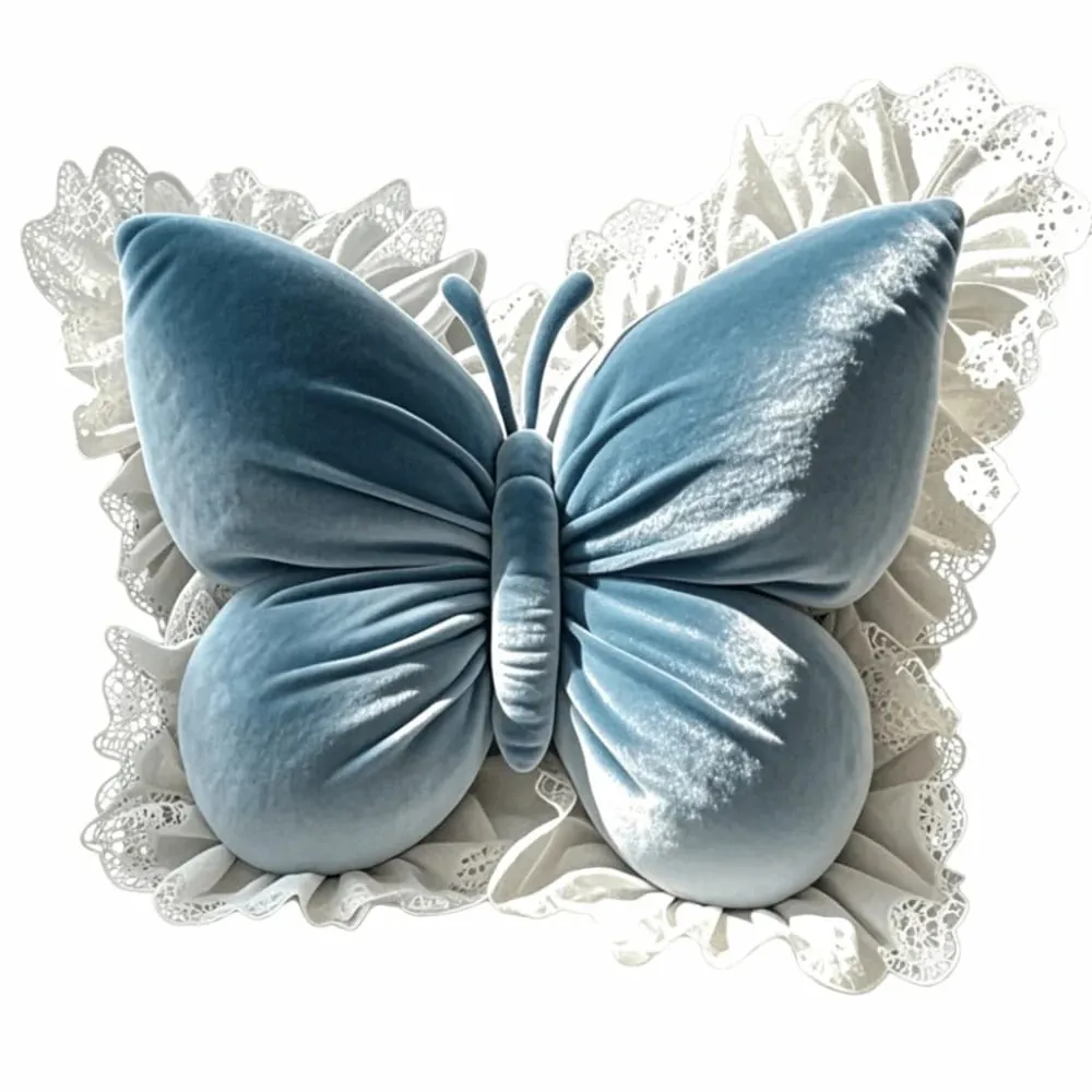 Elegant Velvet Butterfly Pillow Soft Lace Trim Bow Cushion Cute Bow Throw Pillow Gifts — image 9