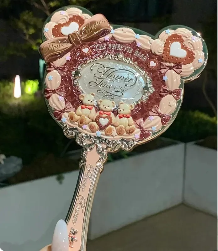 פרח יודע מראת איפור כף יד כרית אוויר מסרק כל סדרת דפוס הקלה ערכת כלי איפור בצבע מוגבל