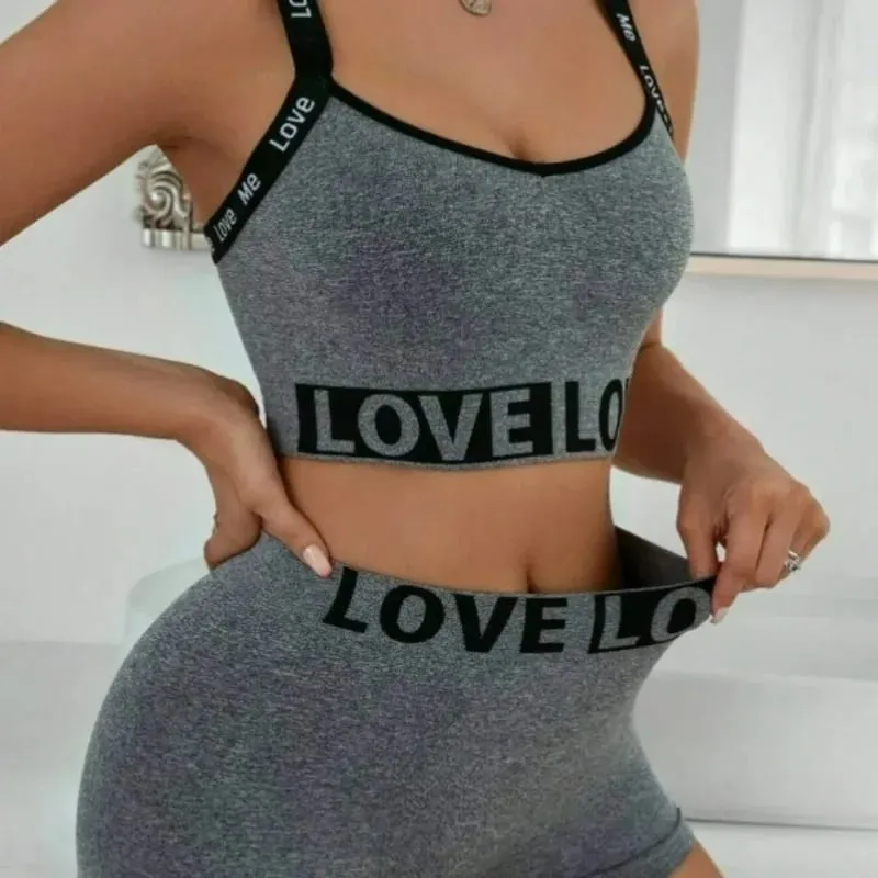 Women's Alphabet Lingerie Set Camisole Vest Outdoor Fitness Sportswear Beautiful Back Bra And Camisole Set for Active Women