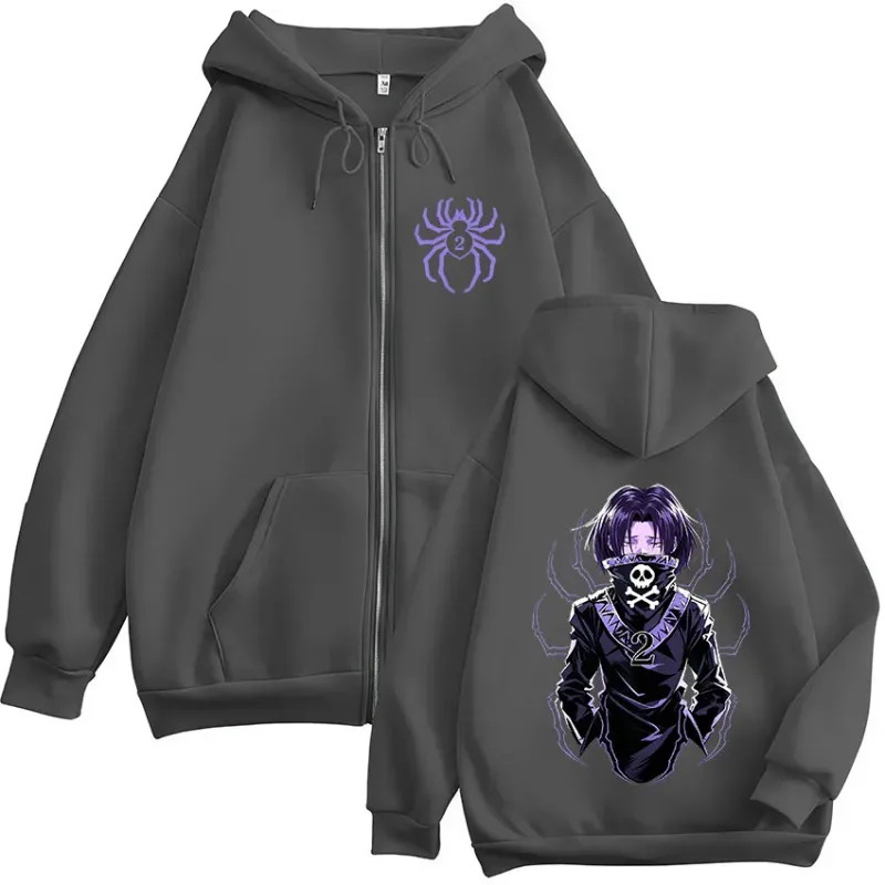 Anime Hunter X Hunter Feitan Portor Zipper Hoodies Men Women Clothing Oversized Fleece Zip Up Hooded Sweatshirts Coat Streetwear — image 5