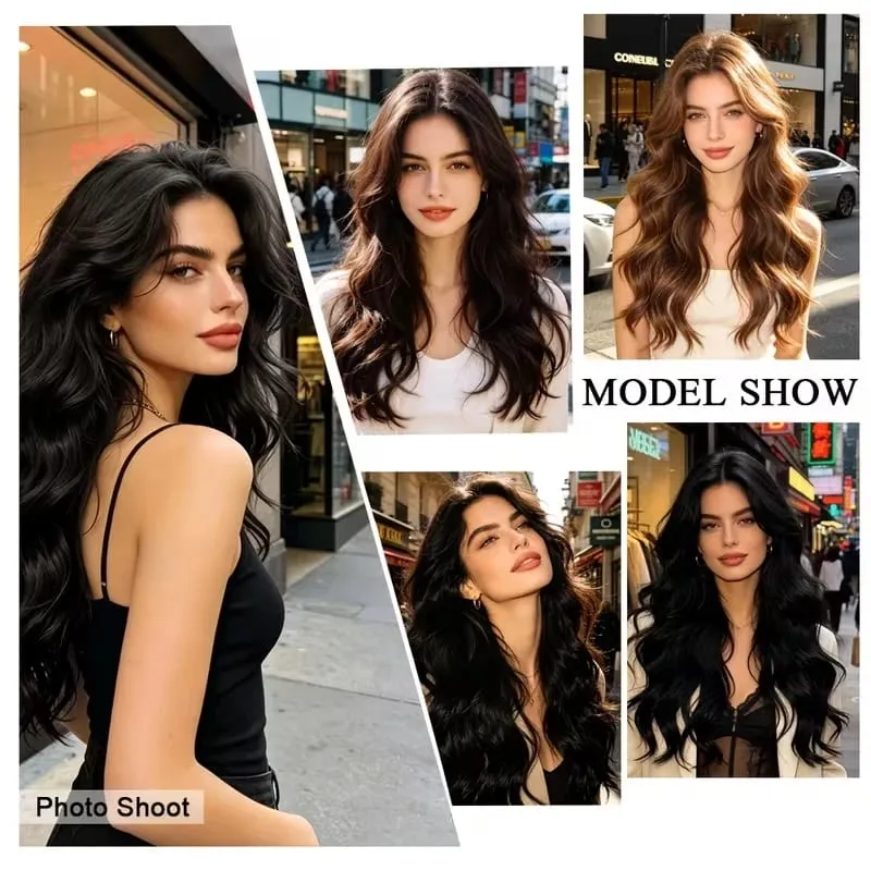 24Inch Synthetic Long V‑Shape Wavy Curly Hair Extensions Heat‑Resistant Fiber Soft Hairpiece for Women Daily Party Hairstyle — image 6
