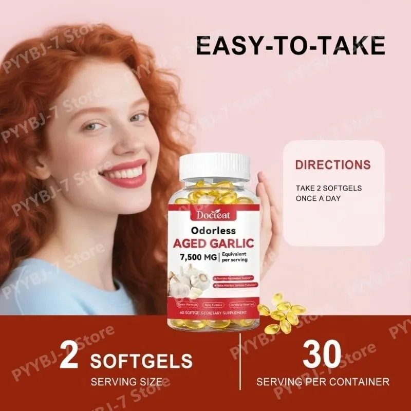 Extrato de alho envelhecido inodoro 7500 mg 60 cápsulas gelatinosas Ajo Envejecido suplemento antioxidante e suporte imunológico cápsulas gelatinosas diárias de alho — image 5