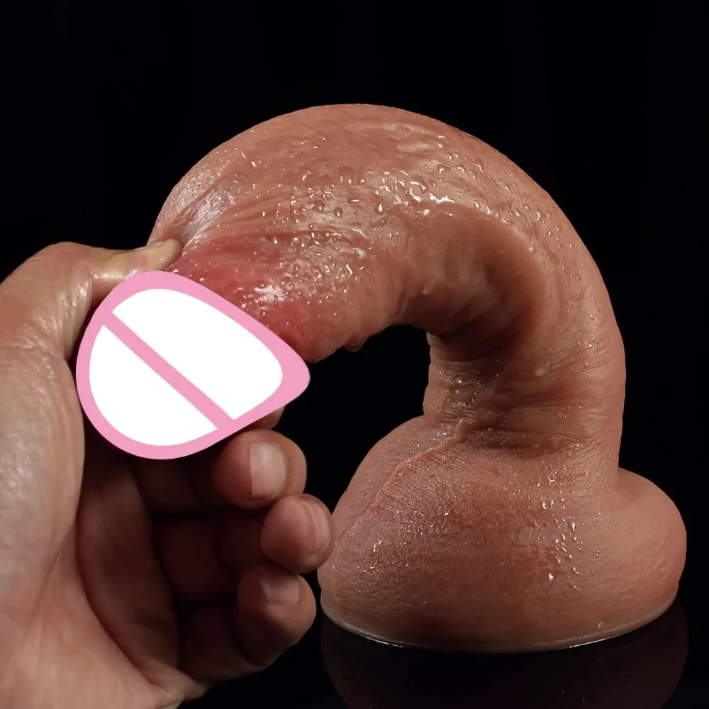 Consolador grueso realista para hombres y mujeres, pene de silicona, pene grande, tapón Anal, juguete sexual para hombres y mujeres Gay, 3 tamaños, sensación de piel suave, realista y grueso — image 2