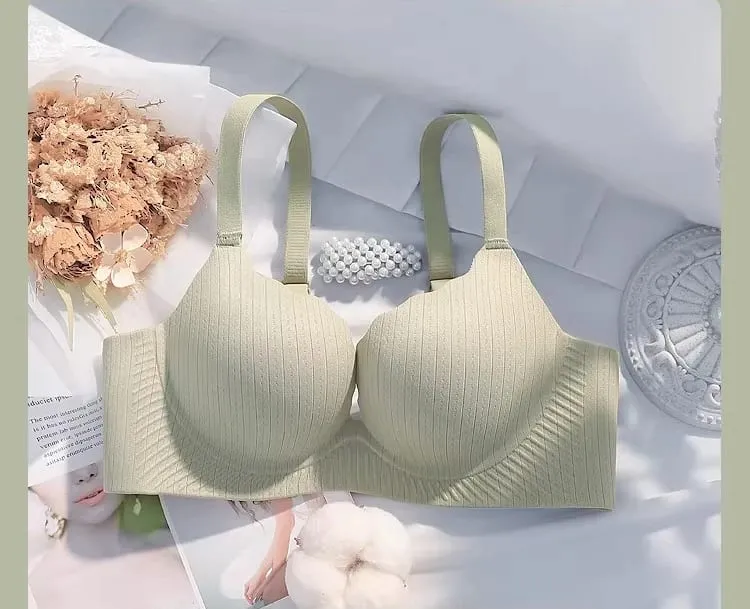 Conjunto de lencería cómodo y acolchado grueso para mujer, sin aros, sin costuras, Color sólido, soporte de realce diseñado para busto más pequeño — image 9